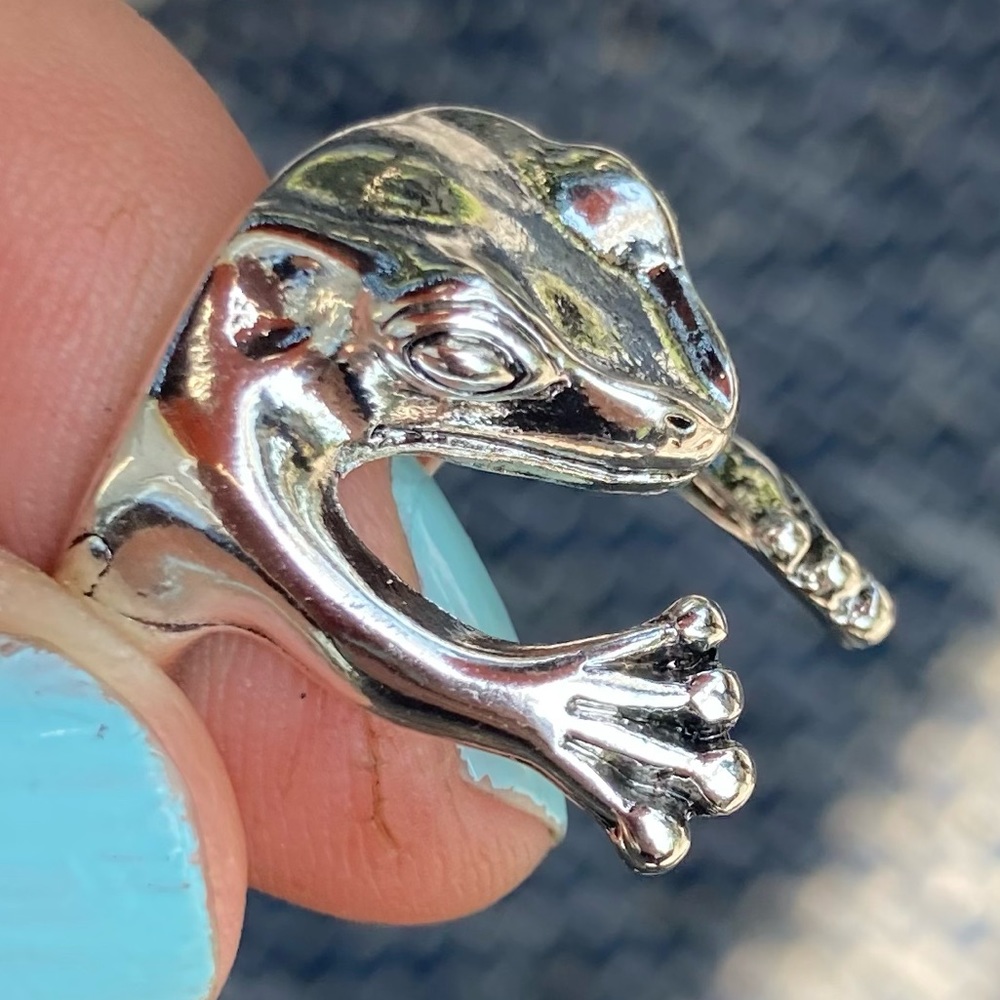 New Sterling Silver Super Cute Adjustable Frog Ring